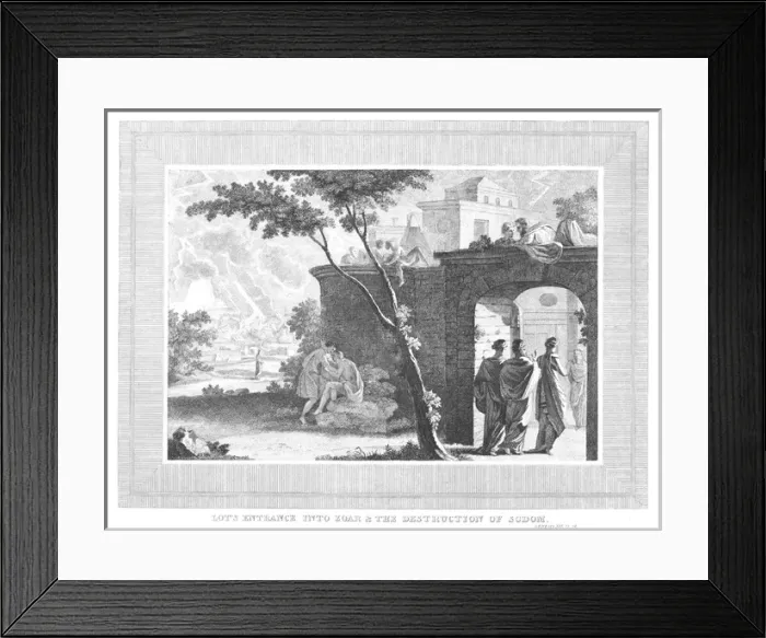 Framed Print : Lots entrance into Zoar and the destruction of Sodom Framed Print : Lots entrance into Zoar and the destruction of Sodom