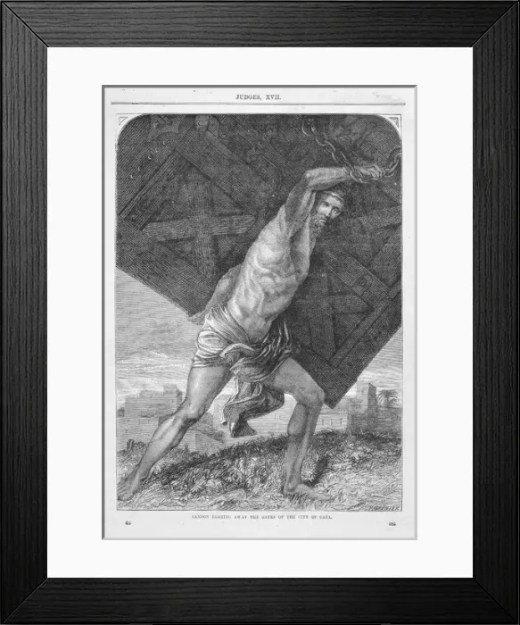 Framed Print : Samson carrying away the gates of Gaza Framed Print : Samson carrying away the gates of Gaza