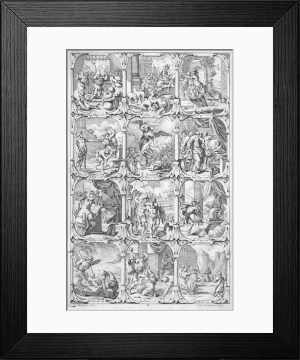 Framed Print : Biblical endpaper or frontispiece - various scenes Framed Print : Biblical endpaper or frontispiece - various scenes