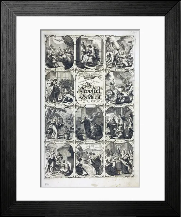 Framed Print : 18th Century Bible frontispiece - Acts of the Apostles Framed Print : 18th Century Bible frontispiece - Acts of the Apostles