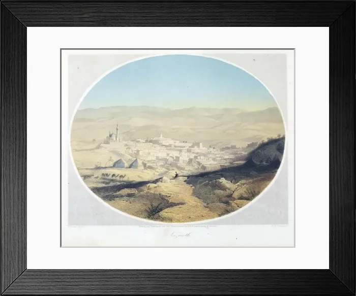 Framed Print : City of Nazareth, Israel - 19th century coloured engraving Framed Print : City of Nazareth, Israel - 19th century coloured engraving
