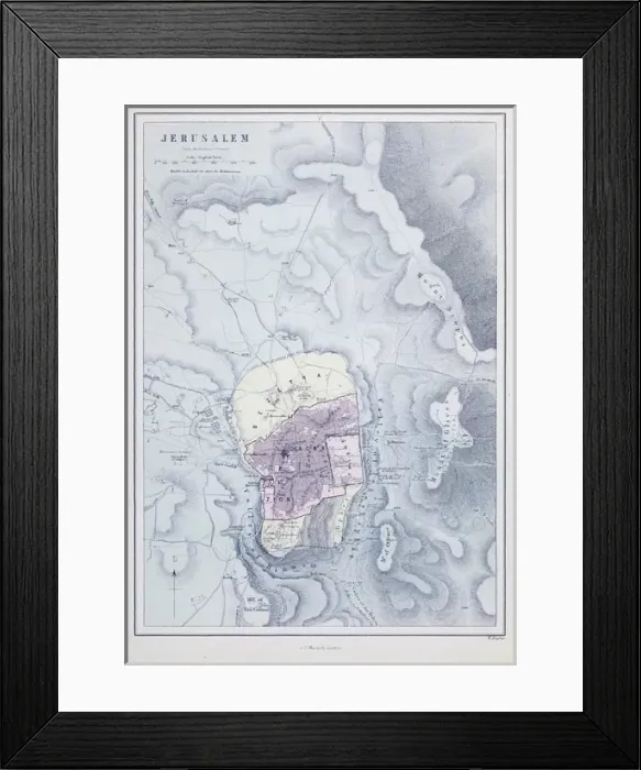Framed Print : Map of Jerusalem Framed Print : Map of Jerusalem