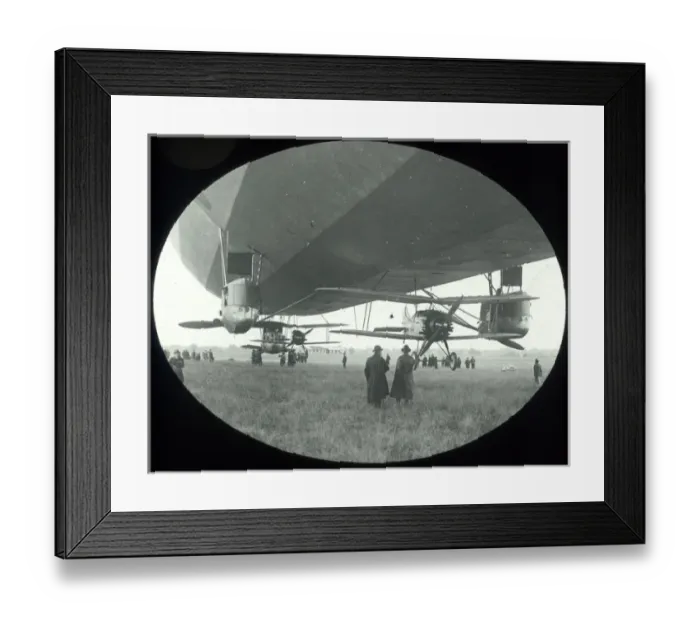 Framed Print : Gloster Grebes J7400 and J7385 attached beneath airship Framed Print : Gloster Grebes J7400 and J7385 attached beneath airship