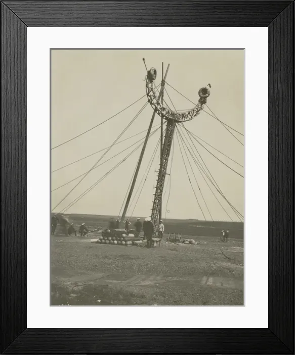 Framed Print : Hoisting the mast for the mooring experiment Framed Print : Hoisting the mast for the mooring experiment
