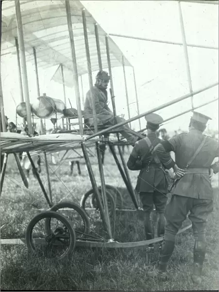 Captain Bertram Dickson on a Farman biplane