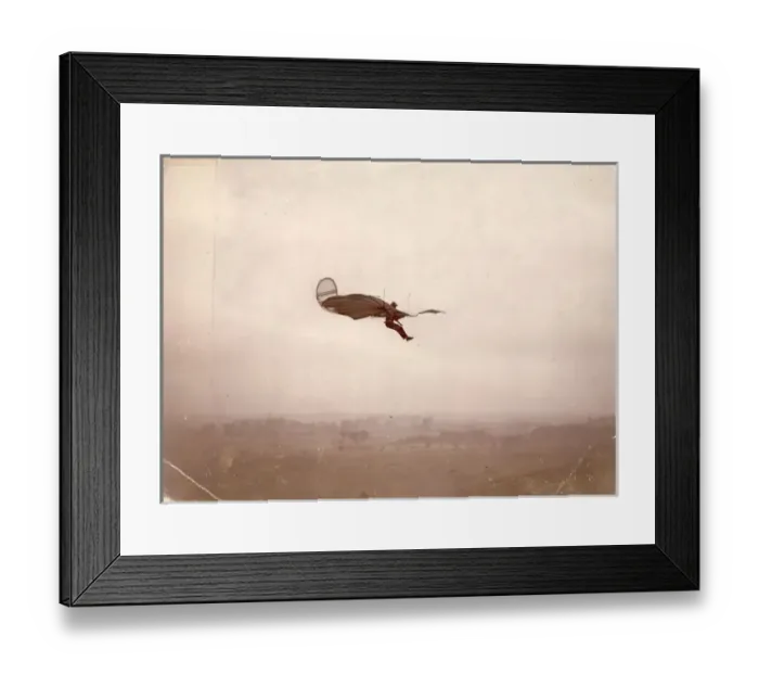 Framed Print : Lilienthal gliding from an artificial hill Framed Print : Lilienthal gliding from an artificial hill