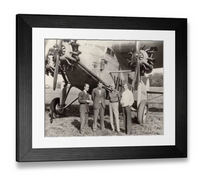 Framed Print : From left: Charles Ulm, P G Taylor and crew Framed Print : From left: Charles Ulm, P G Taylor and crew