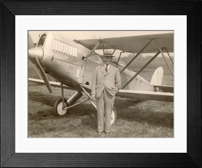 Framed Print : George Geach Parnall in front of a Parnall Elf Framed Print : George Geach Parnall in front of a Parnall Elf