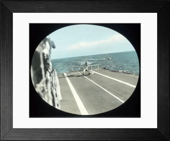 Framed Print : Seaplane landing on an aircraft carrier Framed Print : Seaplane landing on an aircraft carrier