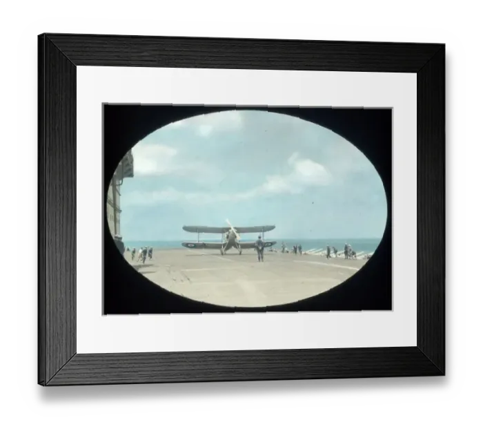 Framed Print : Biplane landing on an aircraft carrier Framed Print : Biplane landing on an aircraft carrier