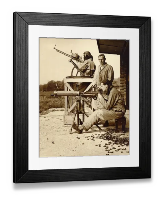 Framed Print : RAFVR at Gatwick, instruction with the camera gun Framed Print : RAFVR at Gatwick, instruction with the camera gun