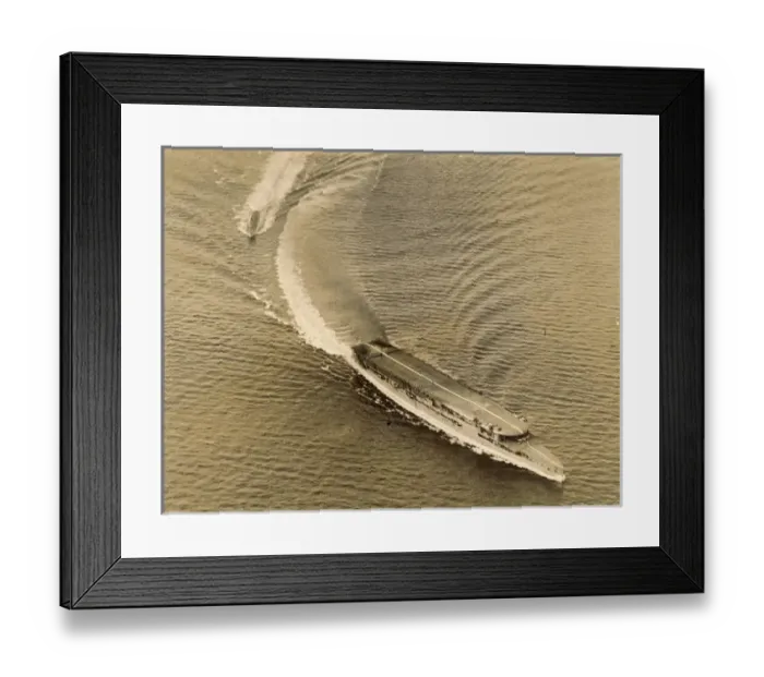 Framed Print : HMS Furious (47) while suffering a hangar fire, c 1928 Framed Print : HMS Furious (47) while suffering a hangar fire, c 1928