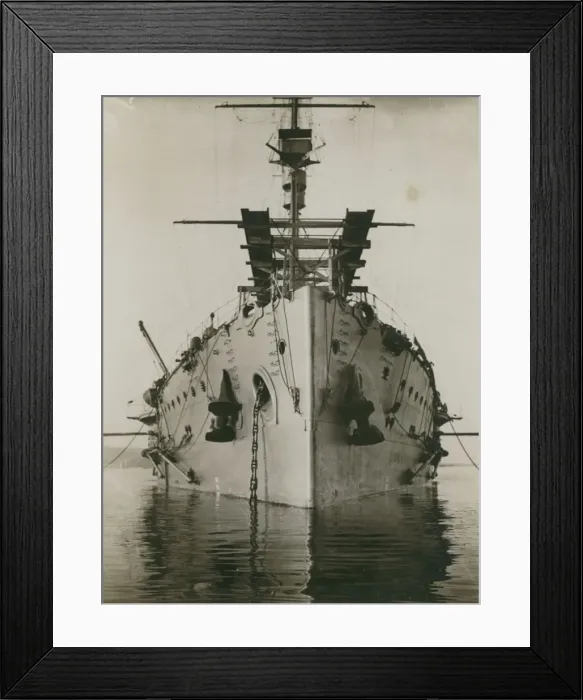 Framed Print : Either HMS Hibernia or HMS Africa with a temporary launch ra