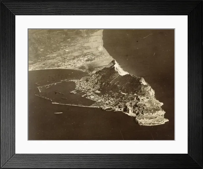 Framed Print : Aerial view of Gibralter, c 1928 Framed Print : Aerial view of Gibralter, c 1928