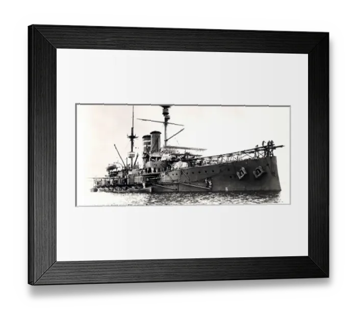 Framed Print : HMS Hibernia with temporary launching ramp