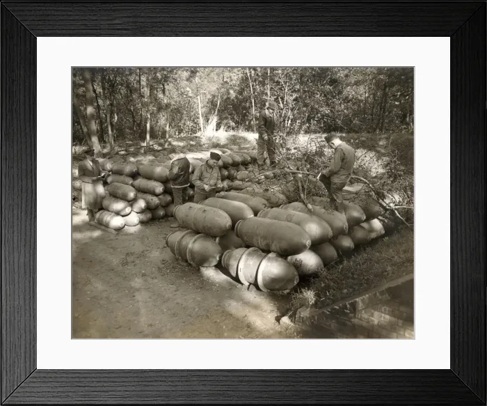 Framed Print : Some of the first American-made bombs to arrive Framed Print : Some of the first American-made bombs to arrive