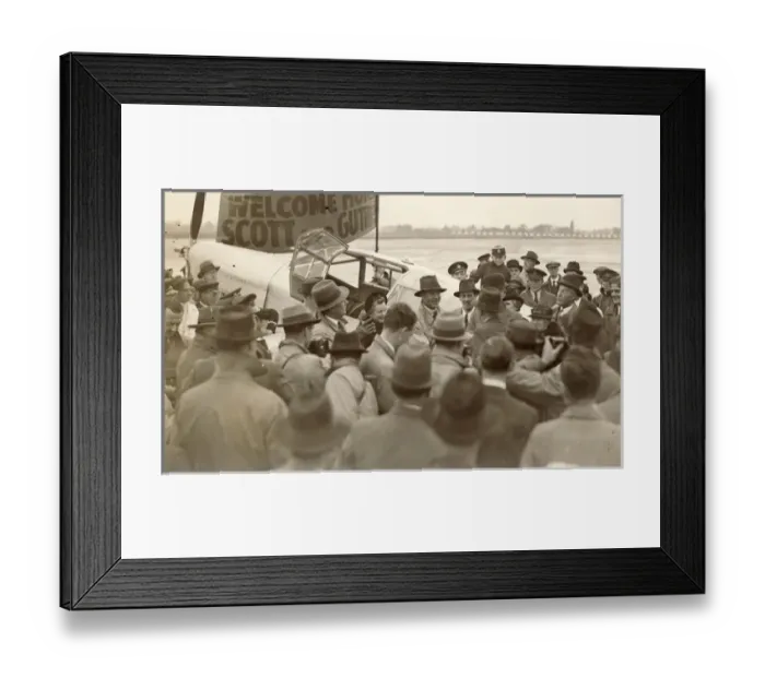 Framed Print : C W A Scott and Giles Guthrie are greeted Framed Print : C W A Scott and Giles Guthrie are greeted