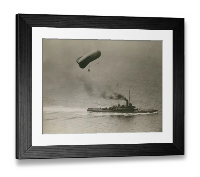 Framed Print : A British destroyer towing an observation balloon Framed Print : A British destroyer towing an observation balloon