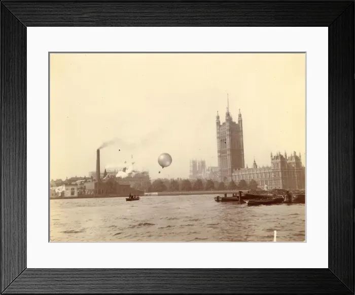 Framed Print : Balloon being let up from a gig to take photographs Framed Print : Balloon being let up from a gig to take photographs