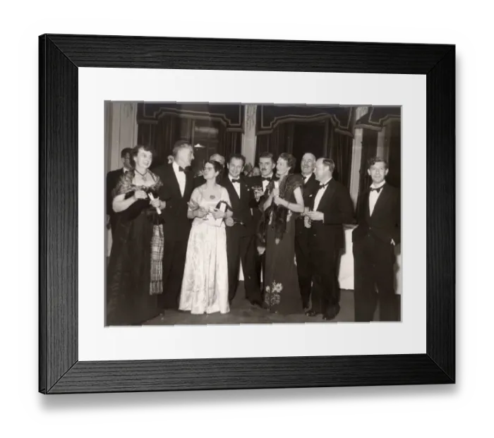 Framed Print : Miss Florence Barwood, in white, talking to John Stack Framed Print : Miss Florence Barwood, in white, talking to John Stack