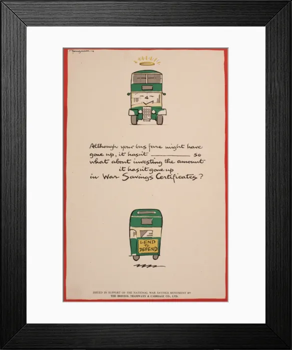 Framed Print : WW2 poster, Although your bus fare might have gone up Framed Print : WW2 poster, Although your bus fare might have gone up