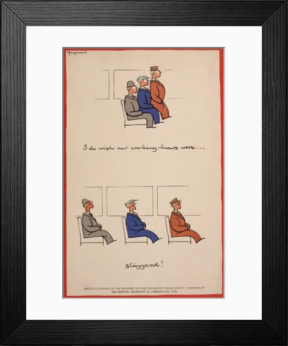 Framed Print : WW2 poster, I do wish our working hours were staggered Framed Print : WW2 poster, I do wish our working hours were staggered