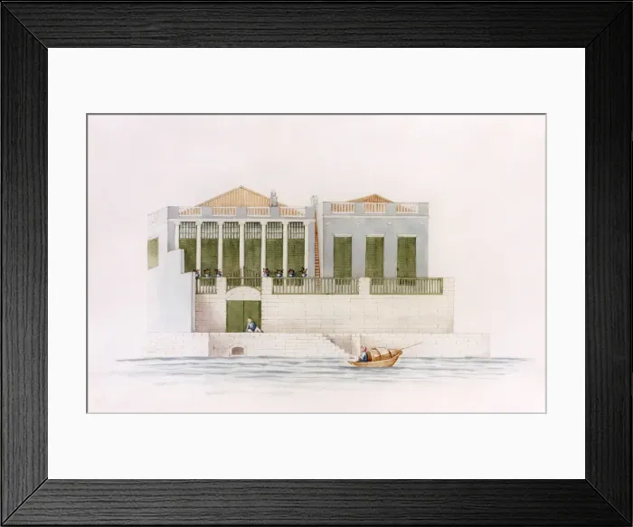 Framed Print : View of waterfront house, China Framed Print : View of waterfront house, China