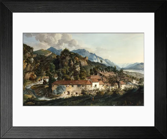 Framed Print : A Village in a Mountainous Landscape, by Alfieri Framed Print : A Village in a Mountainous Landscape, by Alfieri