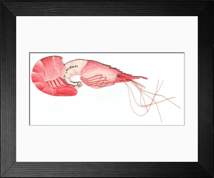 Framed Print : Christmas card in the shape of a shrimp Framed Print : Christmas card in the shape of a shrimp