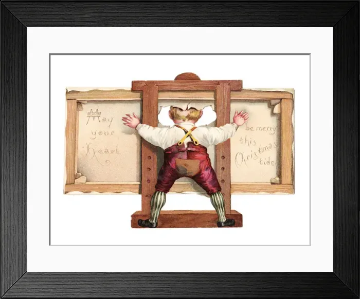 Framed Print : Easel and artist on a cutout Christmas card Framed Print : Easel and artist on a cutout Christmas card