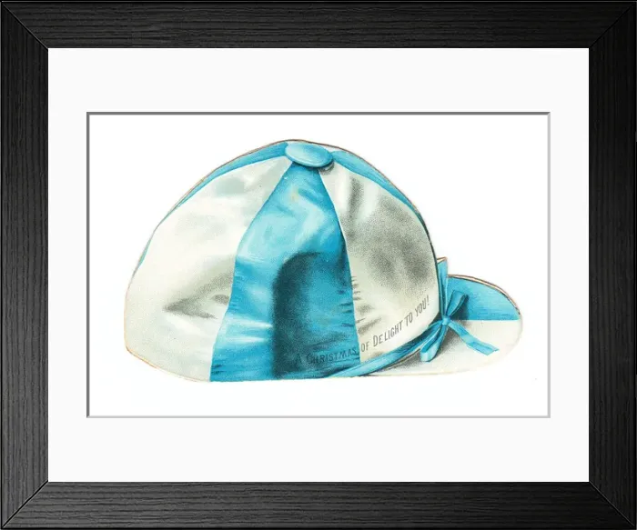 Framed Print : Christmas card in the shape of a jockeys cap Framed Print : Christmas card in the shape of a jockeys cap