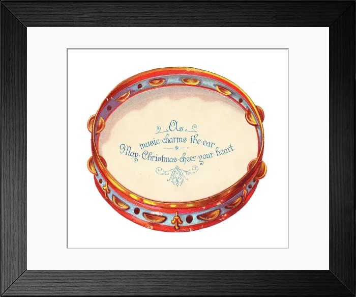 Framed Print : Tambourine-shaped Christmas card Framed Print : Tambourine-shaped Christmas card