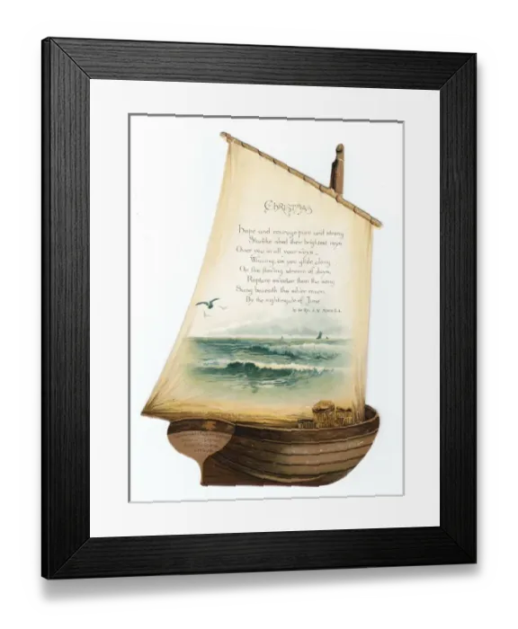Framed Print : Christmas card in the shape of a sailing boat Framed Print : Christmas card in the shape of a sailing boat