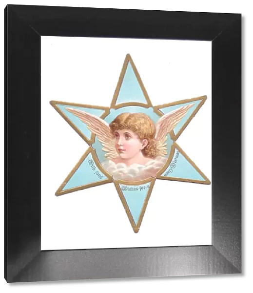 Angel on a star-shaped Christmas card