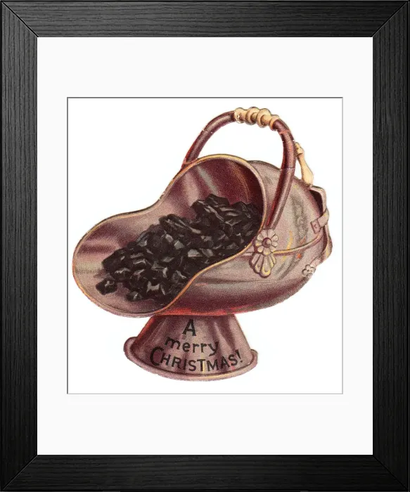 Framed Print : Christmas card in the shape of a coal scuttle Framed Print : Christmas card in the shape of a coal scuttle