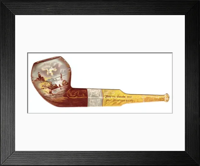 Framed Print : Christmas card in the shape of a pipe with seascape Framed Print : Christmas card in the shape of a pipe with seascape