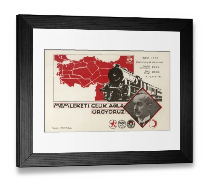 Framed Print : Turkish Railway Network - Celebrating 10 Years of the Republ Framed Print : Turkish Railway Network - Celebrating 10 Years of the Republ