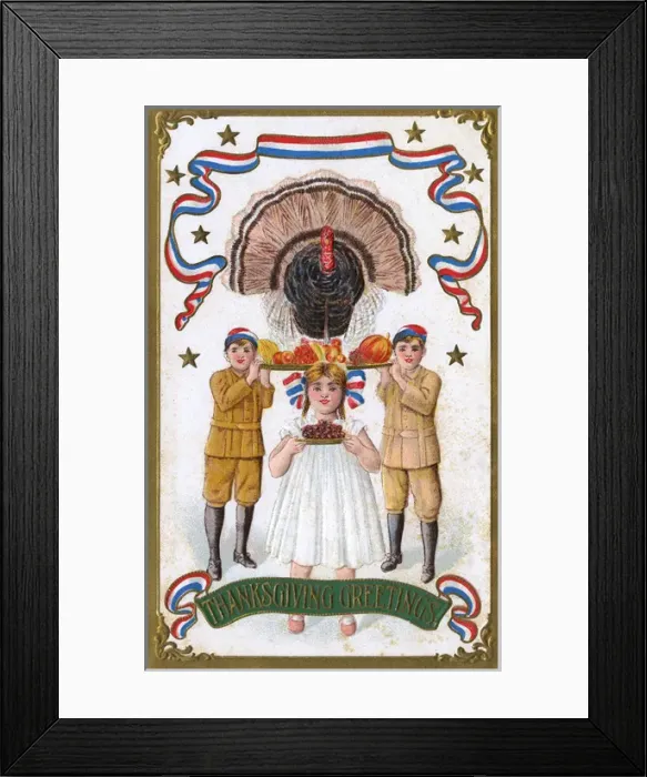 Framed Print : Thanksgiving Card - USA - Bringing in the Turkey Framed Print : Thanksgiving Card - USA - Bringing in the Turkey