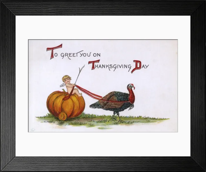 Framed Print : Thanksgiving Card - USA - Turkey pulls a pumpkin wagon Framed Print : Thanksgiving Card - USA - Turkey pulls a pumpkin wagon