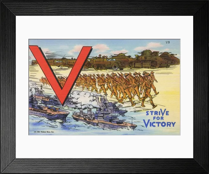 Framed Print : V for Victory - American Propaganda Postcard Framed Print : V for Victory - American Propaganda Postcard