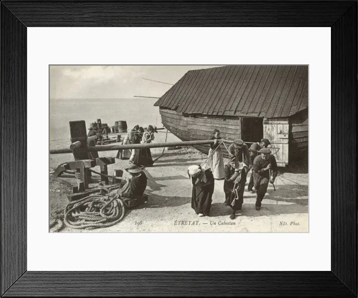 Framed Print : Etretat, France - working a beachside capstan Framed Print : Etretat, France - working a beachside capstan