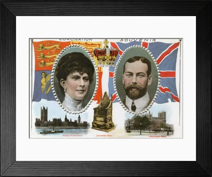 Framed Print : Souvenir postcard - King George V Coronation Framed Print : Souvenir postcard - King George V Coronation