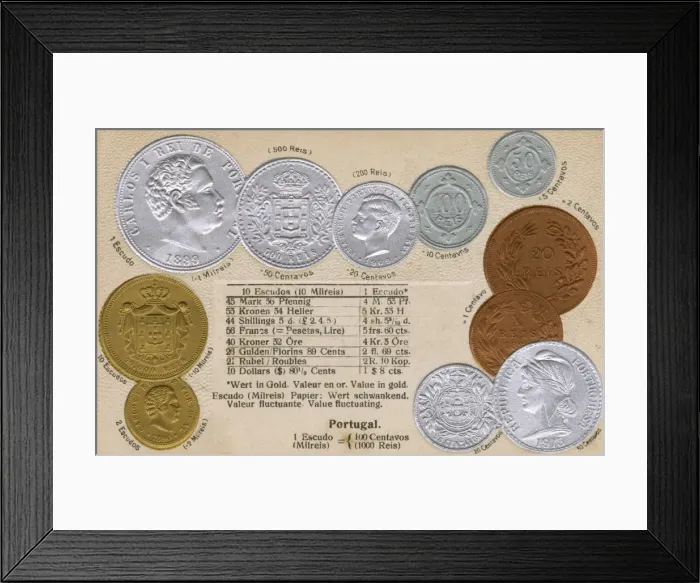 Framed Print : Portuguese coins - early 20th century Framed Print : Portuguese coins - early 20th century