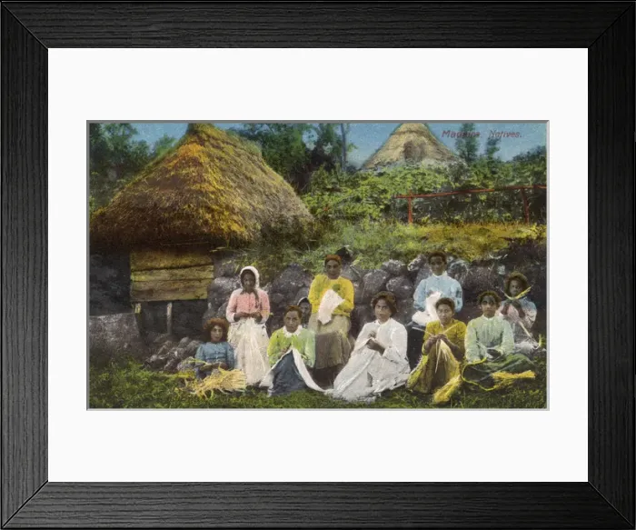 Framed Print : Women Villagers weaving - Madeira, Portugal Framed Print : Women Villagers weaving - Madeira, Portugal