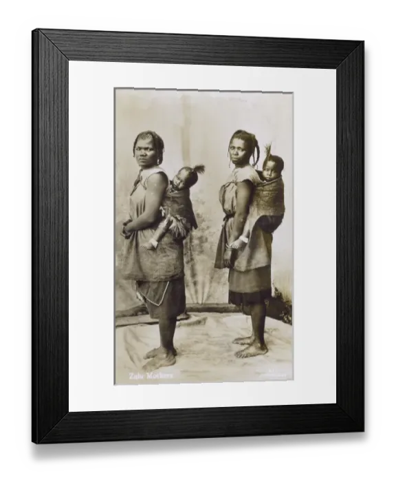 Framed Print : Two Zulu Mothers carrying their children Framed Print : Two Zulu Mothers carrying their children