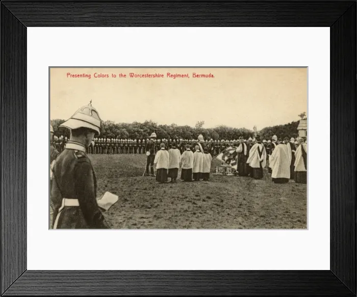 Framed Print : Presenting Colours - Worcestershire RGMT, Bermuda Framed Print : Presenting Colours - Worcestershire RGMT, Bermuda