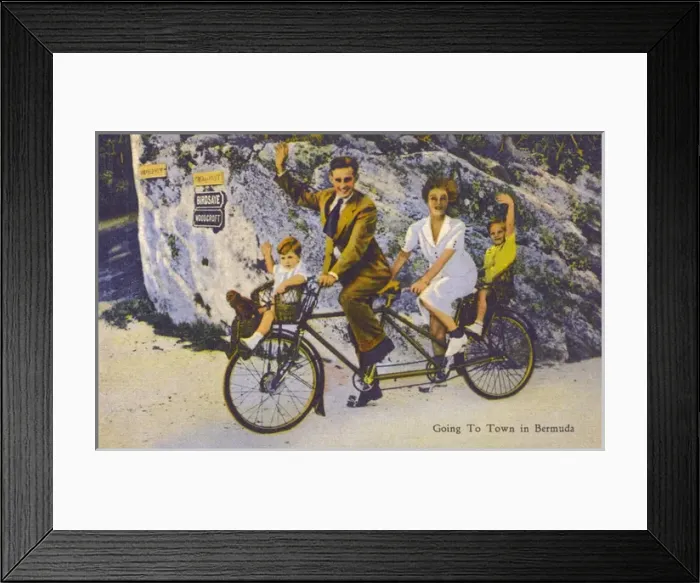 Framed Print : Family on a tandem - Bermuda Framed Print : Family on a tandem - Bermuda