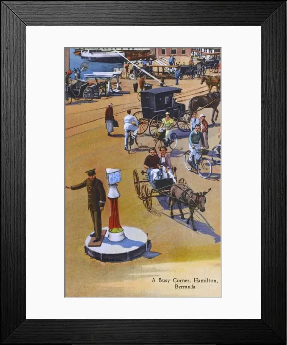 Framed Print : A Busy Corner, Hamilton, Bermuda Framed Print : A Busy Corner, Hamilton, Bermuda