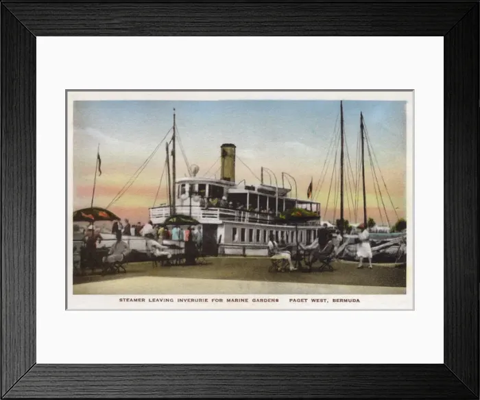 Framed Print : Steamer leaving Inverurie for Marine Gardens, Bermuda Framed Print : Steamer leaving Inverurie for Marine Gardens, Bermuda