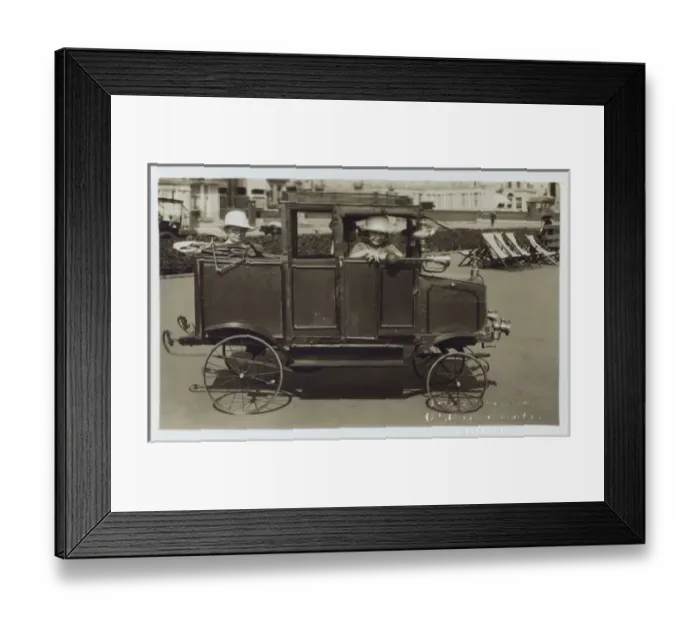 Framed Print : Brother and Sister in Fantastic Seaside Toy Car Framed Print : Brother and Sister in Fantastic Seaside Toy Car